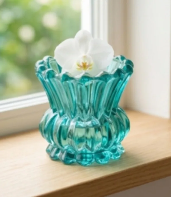 Mini Vaso Decorativo de Vidro Canelado.