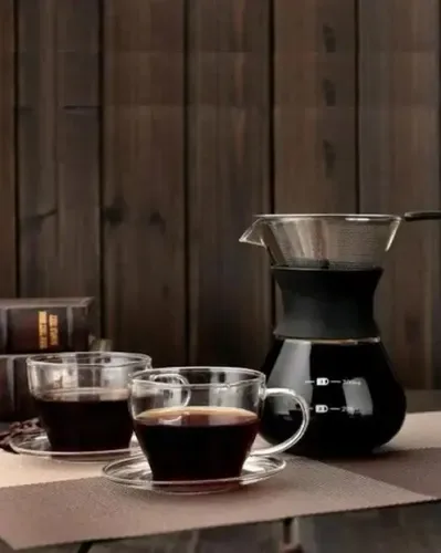 Cafeteira Em Vidro Passador De Café Com Filtro Em Inox 400ml