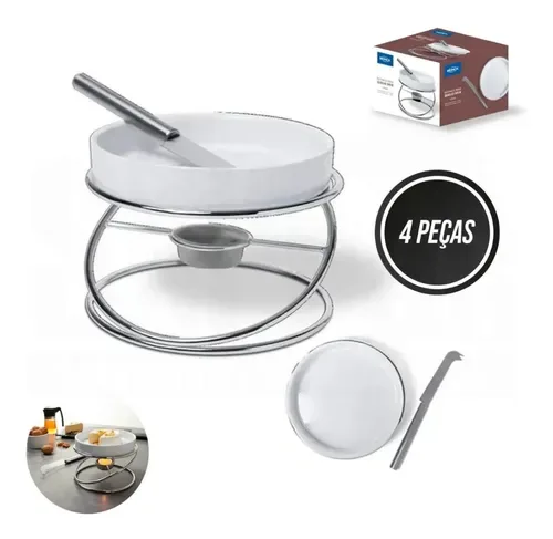 Conjunto de Rechaud Cerâmica para Queijo Brie (4 Peças) Brinox