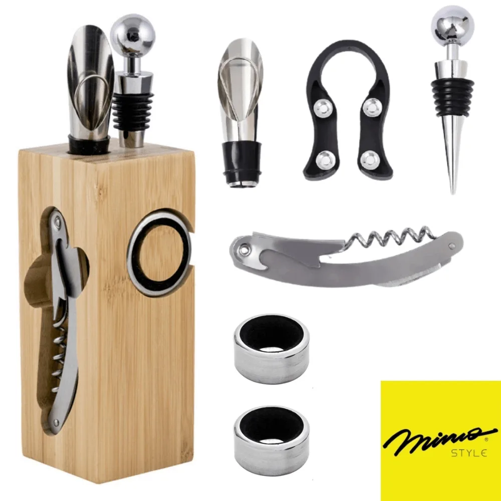 Jogo de Acessórios para Vinho Bambu Ecokitchen - Mimo Style