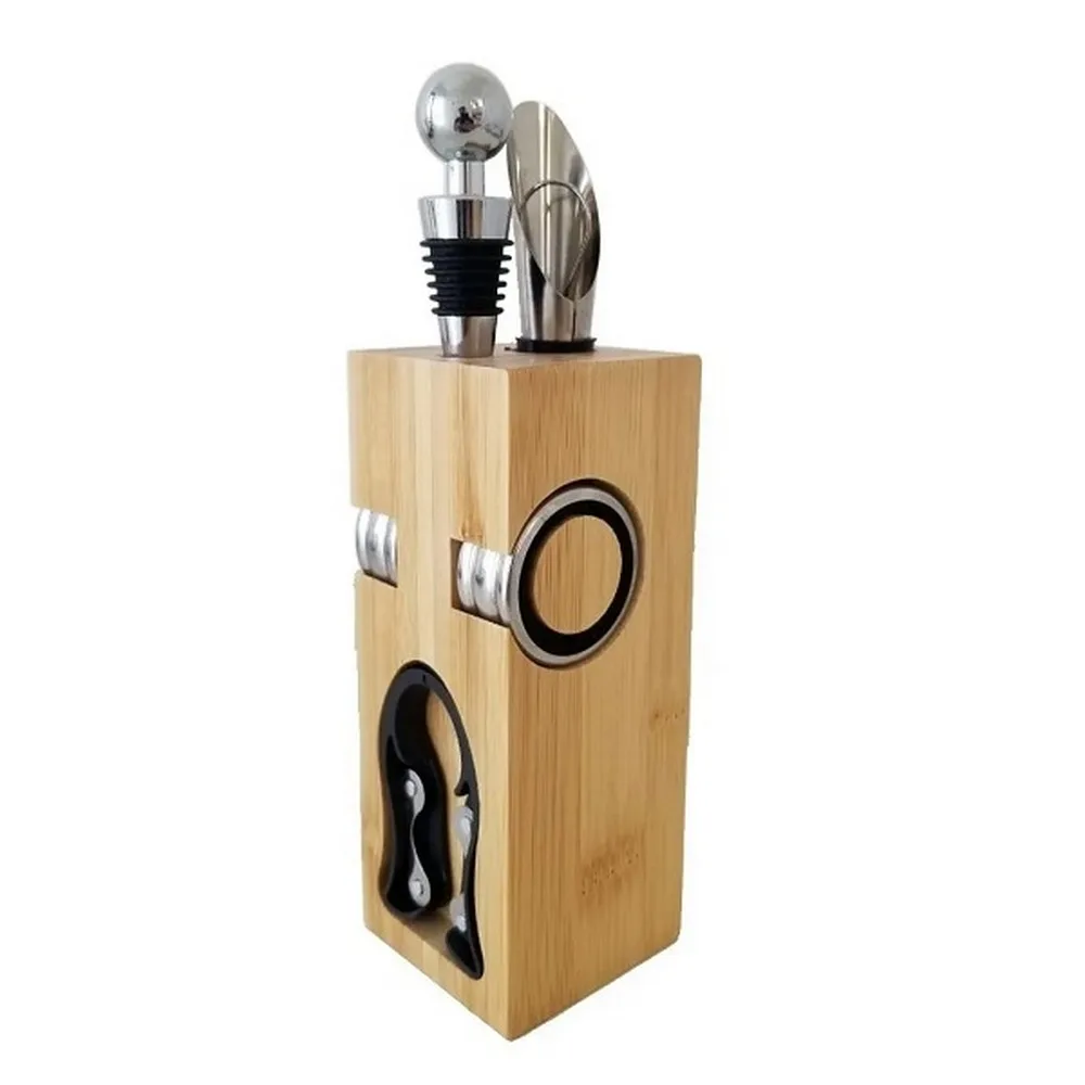 Jogo de Acessórios para Vinho Bambu Ecokitchen - Mimo Style