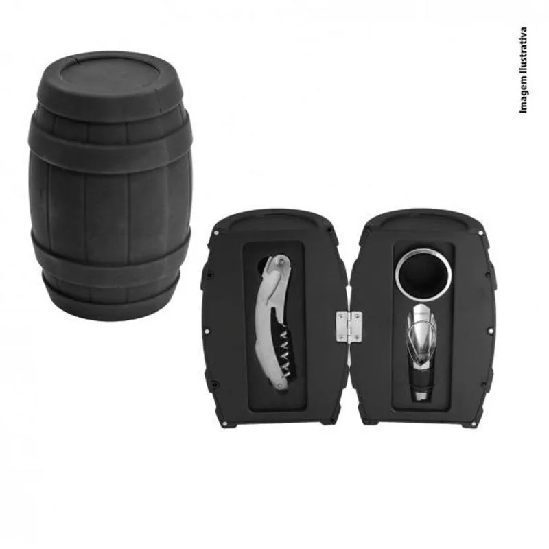 Kit De Vinho Barril Com 3 Peças