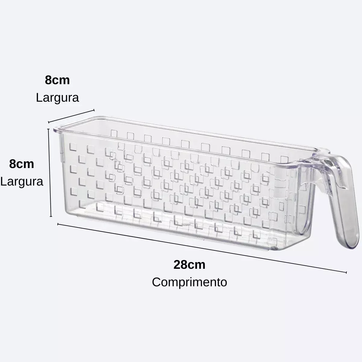 Cesto Organizador Com Alça 28x8x8 Cm Cristal Paramount