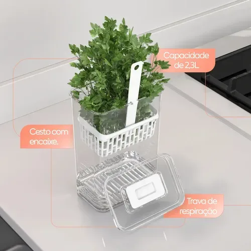 Coza - Organizador para Temperos 2,3L Dry - Cristal