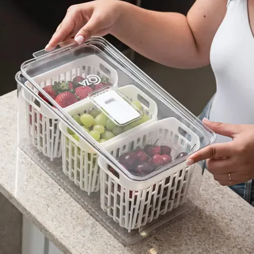 Organizador de Geladeira Coza Dry 6 Litros com 3 Cestos