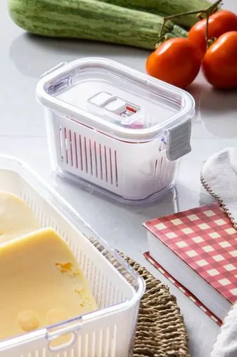 Pote Slim Hermético Multiuso com Cesto 630ml Branco