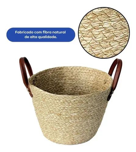 Cesto Fibra Natural Com Alça 28X22CM Paramount