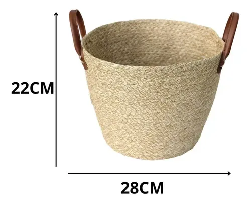 Cesto Fibra Natural Com Alça 28X22CM Paramount