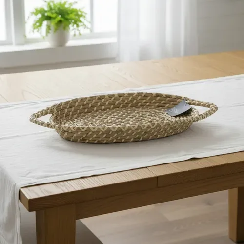 Cesto Fibra Natural 29x50x6cm - Bandeja / Fruteira