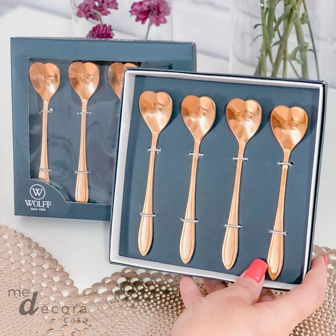Conjunto 4 Colheres de Chá de Aço Inox Heart- Wolff