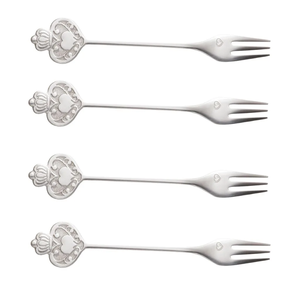 Conjunto 4 Garfos de Bolo de Aço Inox Key Prata - Wolff