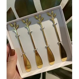 conjunto de espátula para aperitivos. Wolff Leaves em Aço Inox com 4 Peças