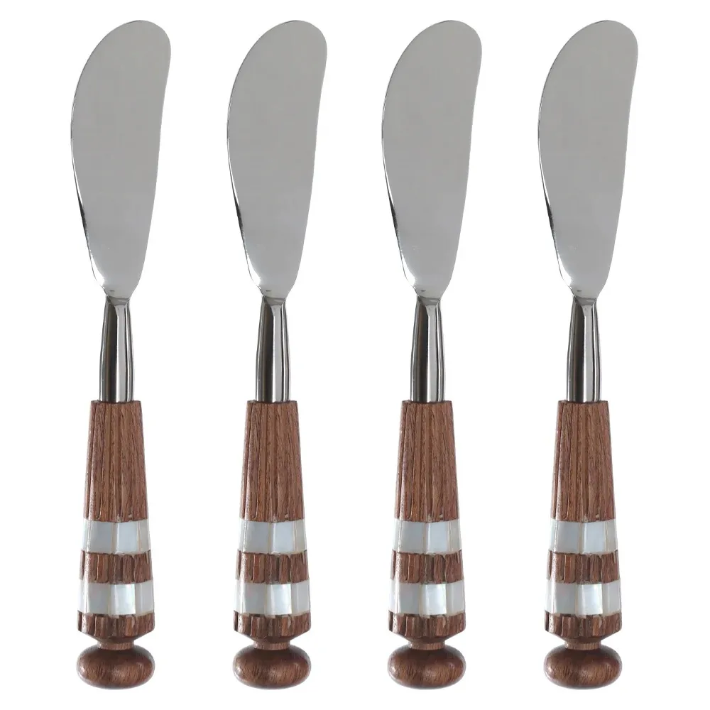 Conjunto de Espátulas em Aço Inox e Madrepérola Prata
