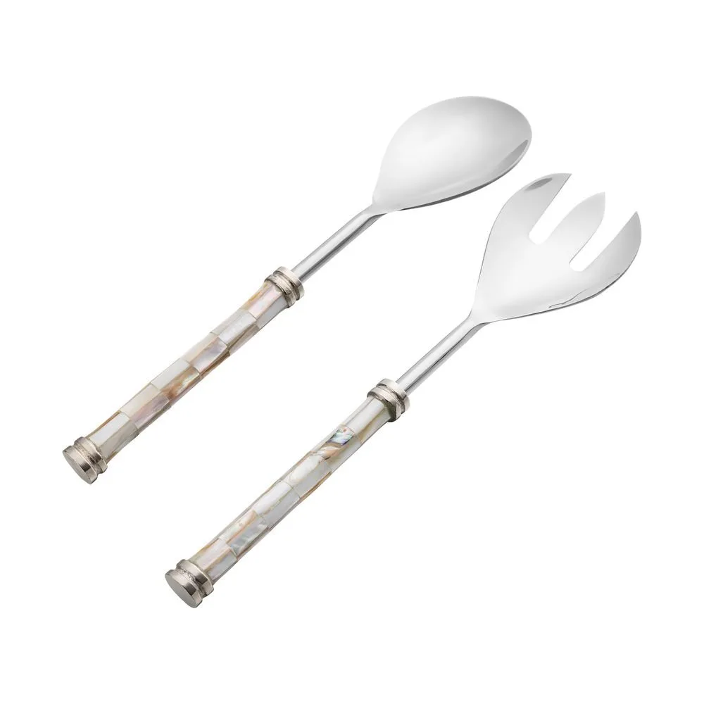 Talheres de salada aço inox e madrepérola - 2 peças