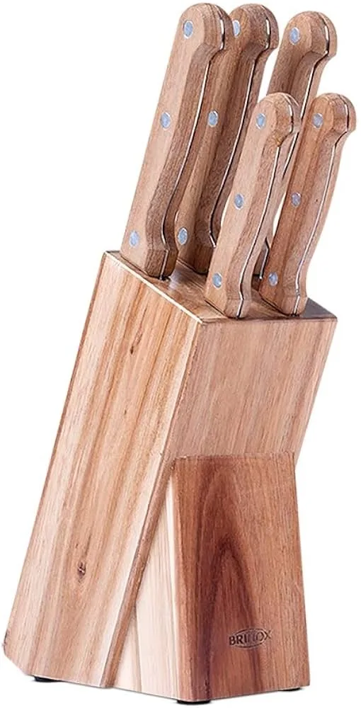 Conjunto de 6 Peças Facas Cabo Madeira Brinox, Madeira