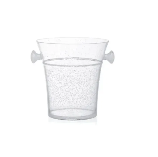 Champanheira Redonda Acrílico Detalhes em Bolhas Transparente