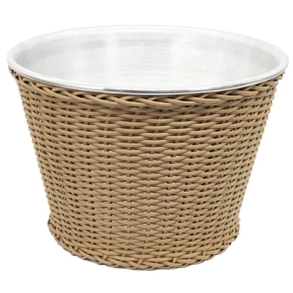 Balde de Gelo Inox e Vime Caramelo - 25 cm