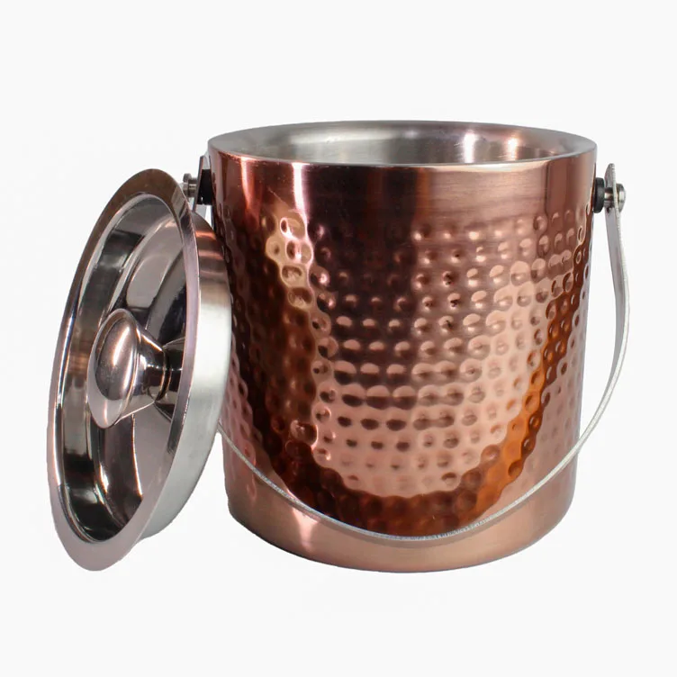 Balde de Gelo Inox Bronze Martelado