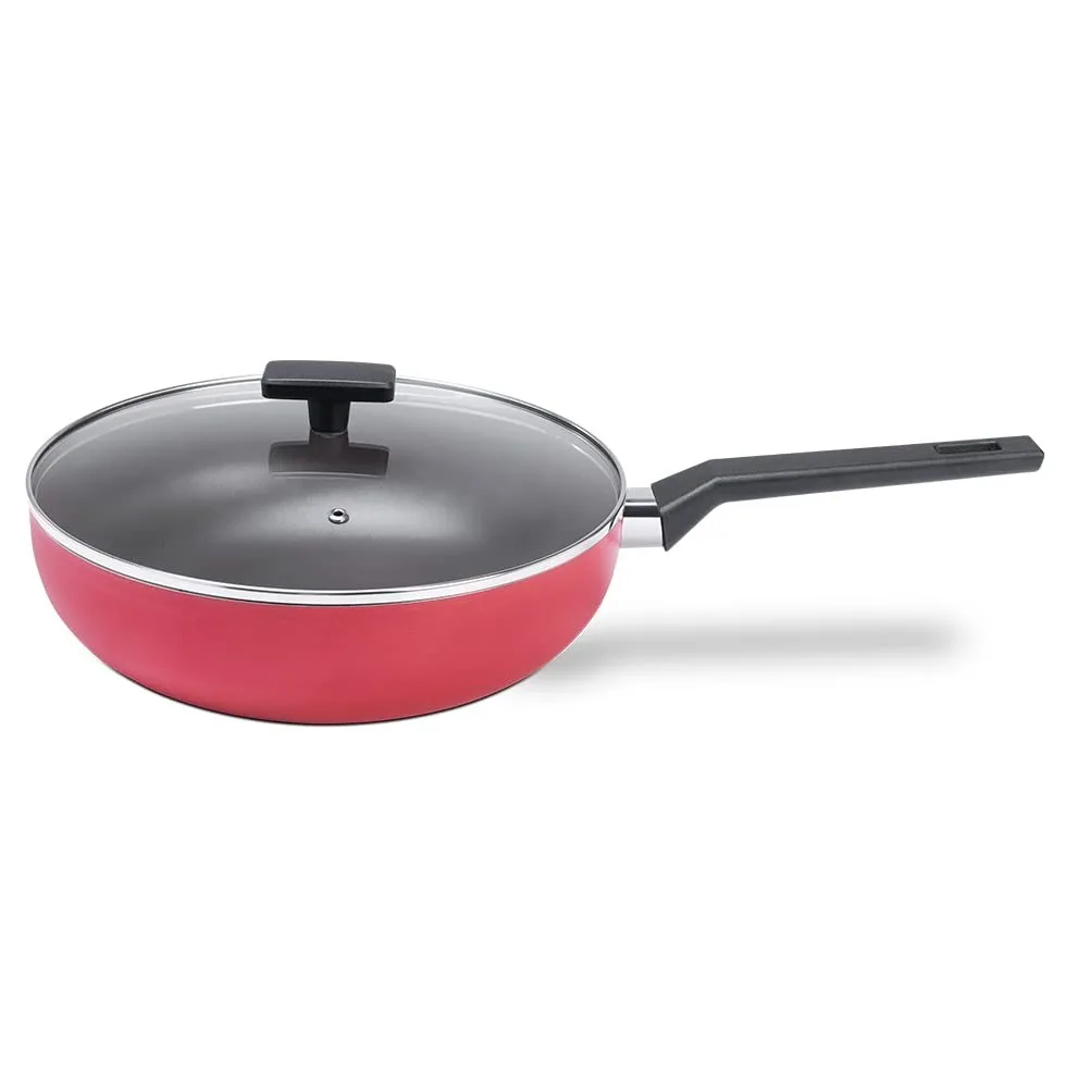 Wok Com Tampa Brinox 28 cm Vermelho