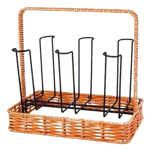 Suporte P/ 6 Copos Escorredor Rattan Iron