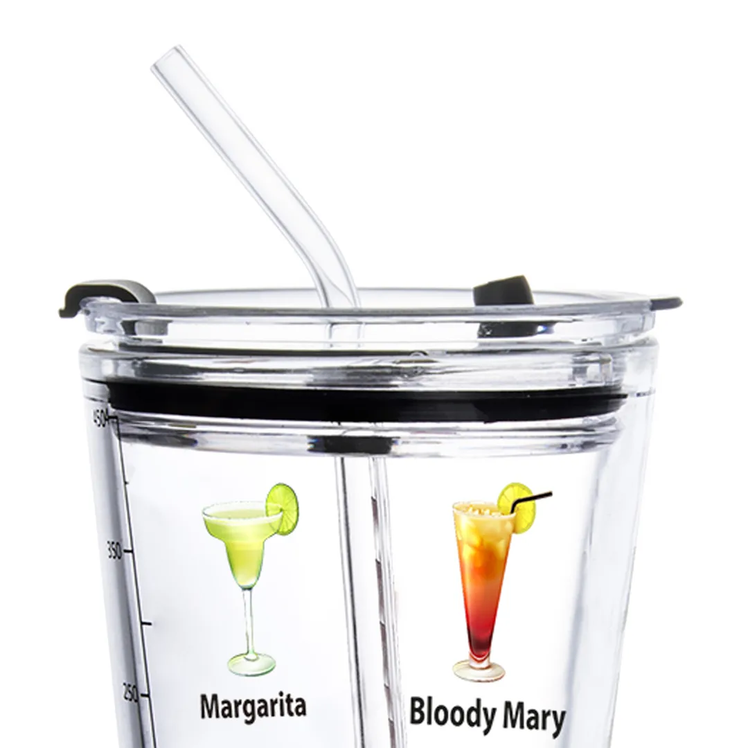 Coqueteleira em Vidro Com Canudo 450Ml