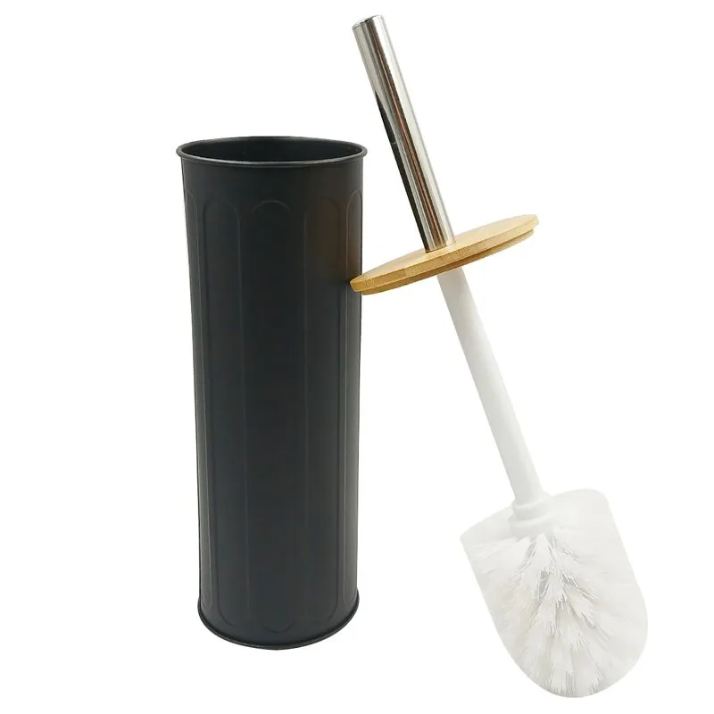 Escova Sanitária Inox Com Tampa Bambu