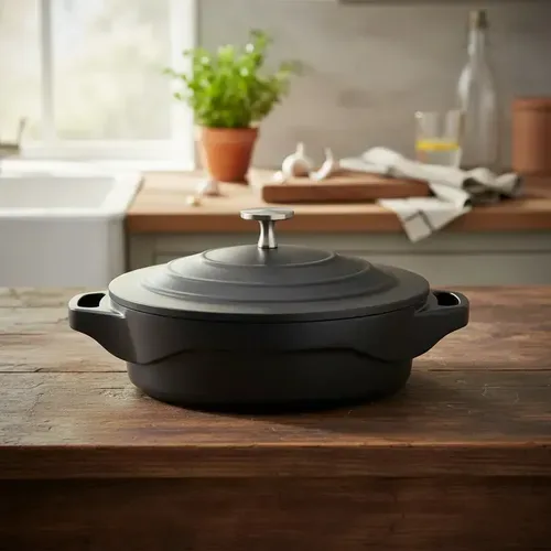 Caçarola Baixa Cerâmica Antiaderente 24cm com Alças de Silicone