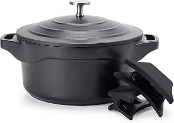 Panela Caçarola 24cm Cerâmica Antiaderente com Tampa Inox e Alças de Silicone