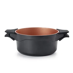 Panela Caçarola 24cm Cerâmica Antiaderente com Tampa Inox e Alças de Silicone