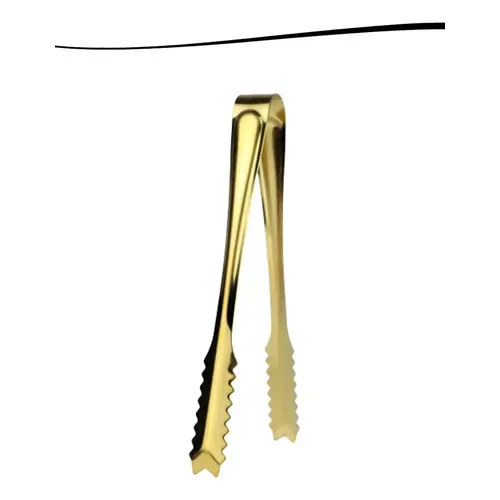 Pinça Para Pegar Gelo 15cm na Cor Dourada