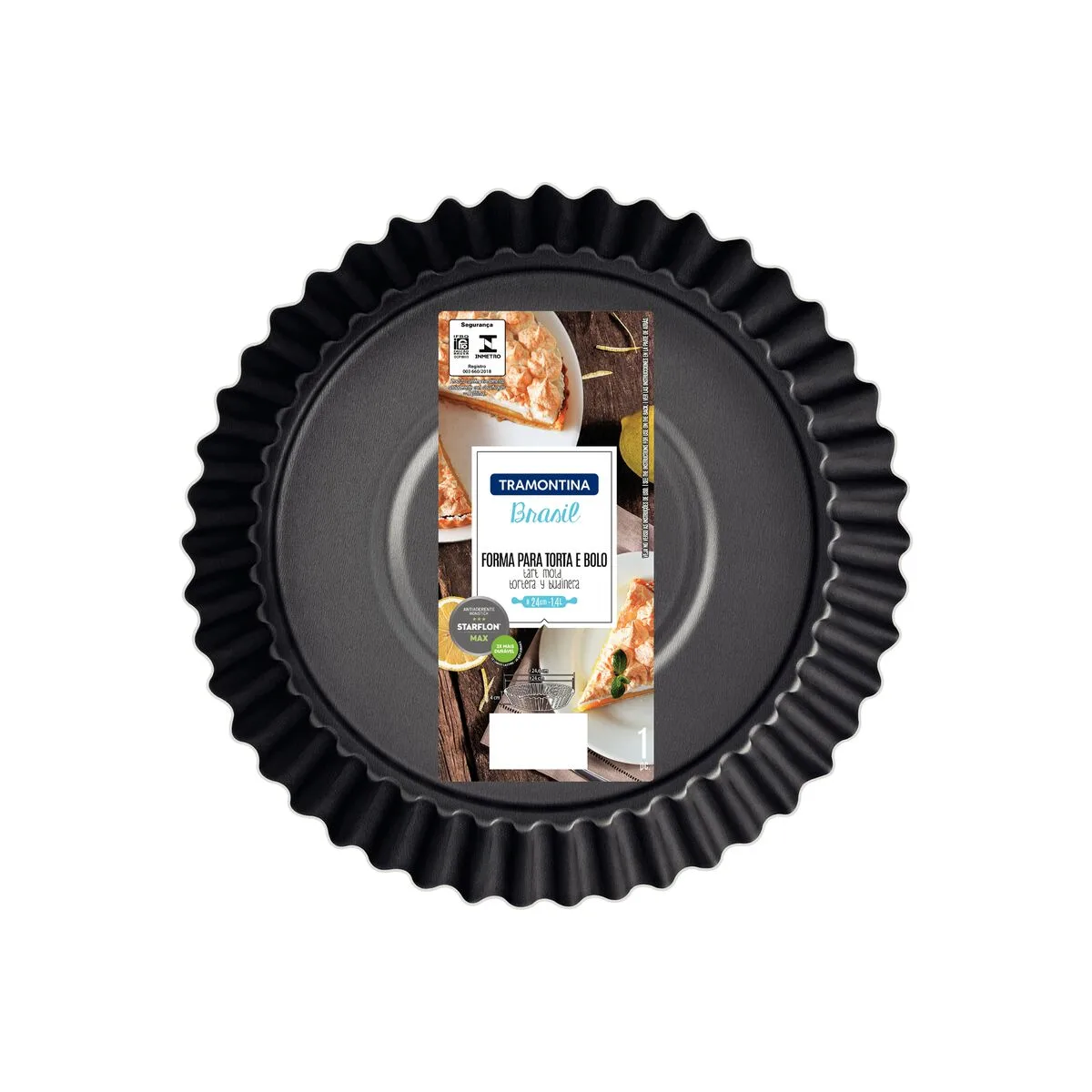 Forma com Fundo Removível 24cm Preta Antiaderente