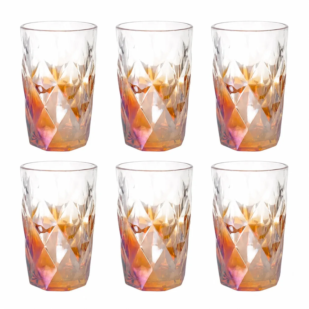 Jogo de 6 copos 400ml degrade âmbar
