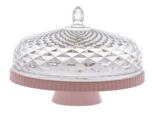 Boleira Com Tampa Em Acrílico Luxxor 33x24cm Rosa