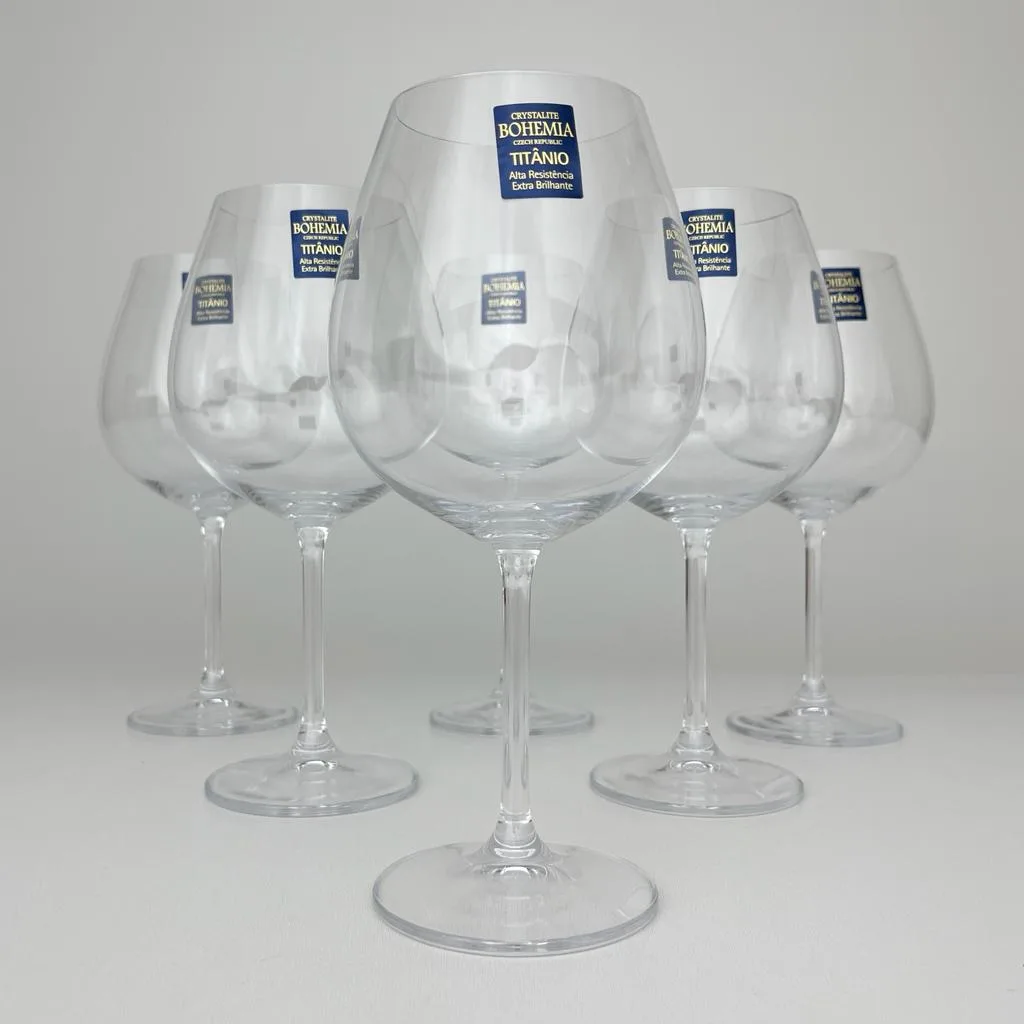 Jogo 06 Unidades De Taças Vinho Tinto 650ml Cristal Bohemia