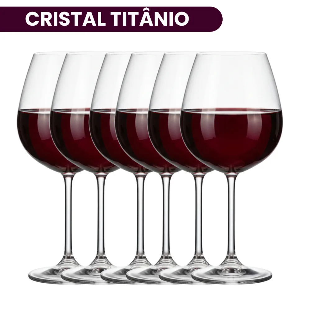 Jogo 06 Unidades De Taças Vinho Tinto 650ml Cristal Bohemia