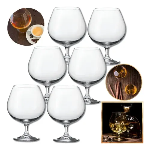 Kit de 6 Taças de Conhaque Bohemia Gastro em Cristal Titânio, 690 mL