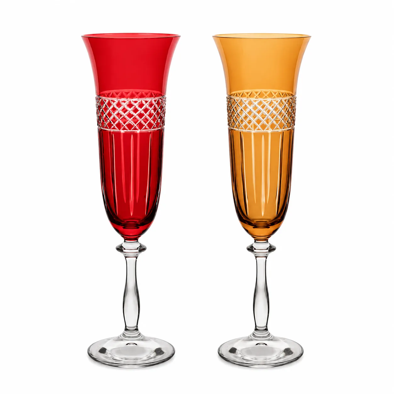 Taça para Champanhe Cristal Lapidada Bohemia Angela Âmbar 190ml – 1 Unidade