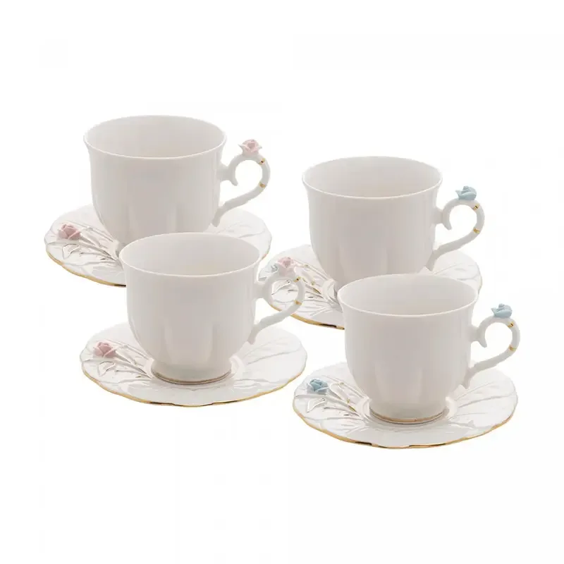 Jogo De 4 Xícaras De Chá Wolff De Porcelana 200ml