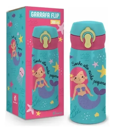 Garrafa Infantil Termica Flip 300ml Pequena Sereia