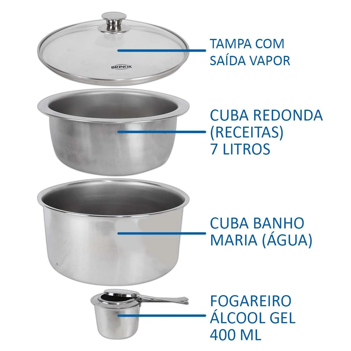 Rechaud Redondo Brinox 7 Litros