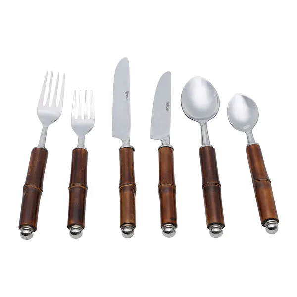 WOLFF - Conjunto 6 Talheres de Aço Inox com Cabo de Bambu