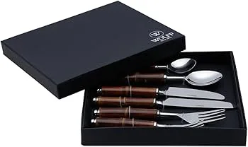 WOLFF - Conjunto 6 Talheres de Aço Inox com Cabo de Bambu