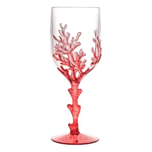 Conjunto 6 Taças Acrilico Coral Vermelho 450 Ml - Wolff