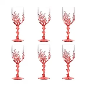 Conjunto 6 Taças Acrilico Coral Vermelho 450 Ml - Wolff