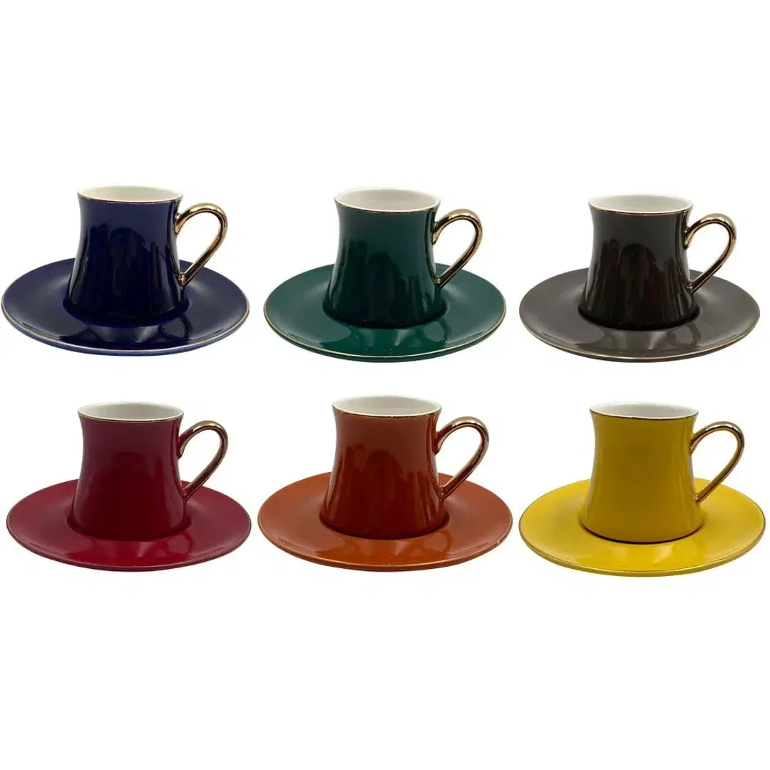 Jogo 6 Xícaras De Chá Galet New Bone China Colorido 200ml