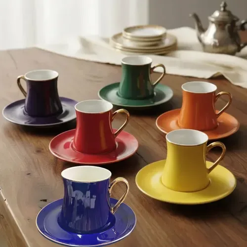 Jogo 6 Xícaras De Chá Galet New Bone China Colorido 200ml