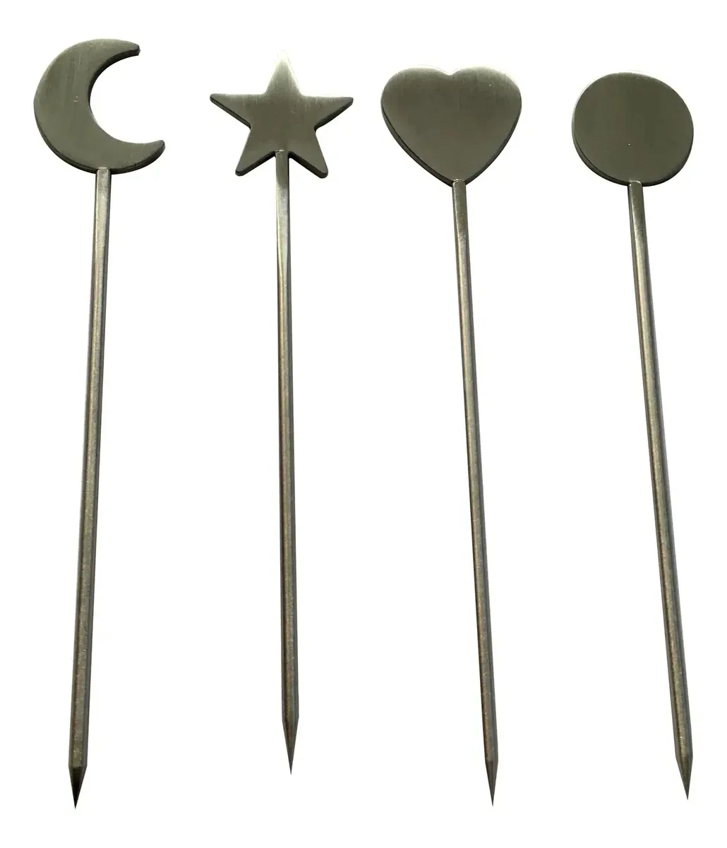 Conjunto de Espetinhos para Petiscos 4 Pçs Prata- fracalanza