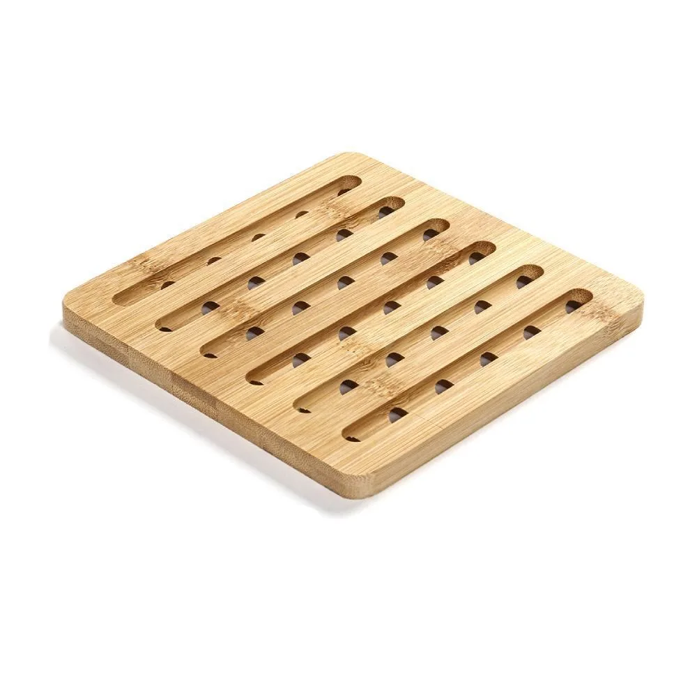 Descanso de Panela Quadrado Bambu Natural 15cm