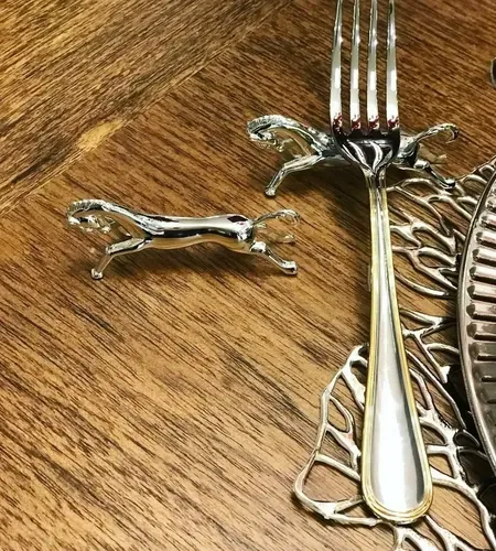 Suporte Para Talheres Prata De Cavalo Kit 6pc