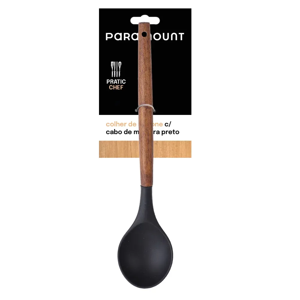 Colher De Silicone C/ Cabo De Madeira - Paramount